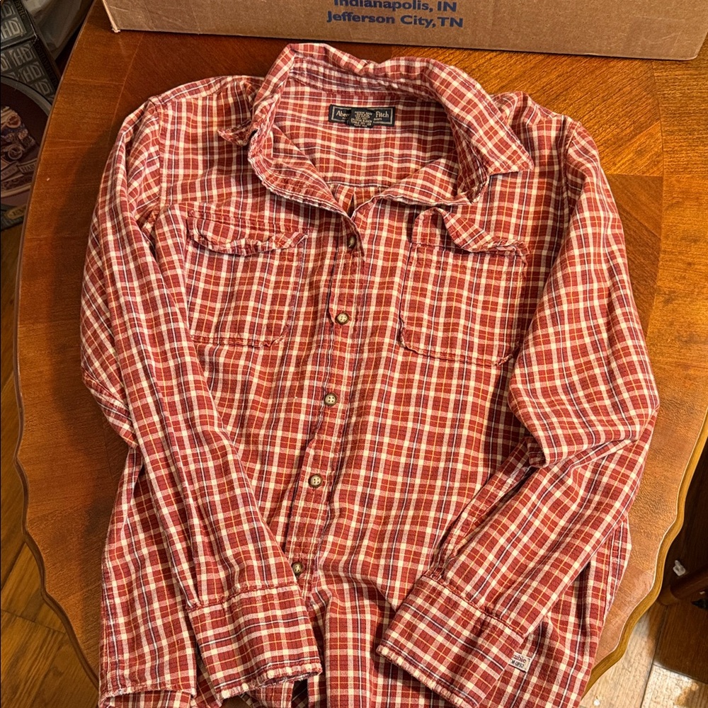 Abercrombie & Fitch Red and White Checkered Shirt
